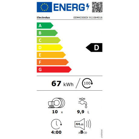 ELECTROLUX EEM43300IX Εντοιχιζόμενο Πλυντήριο Πιάτων 10 Σερβίτσια 45cm